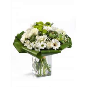 Bouquet rond vert et blanc